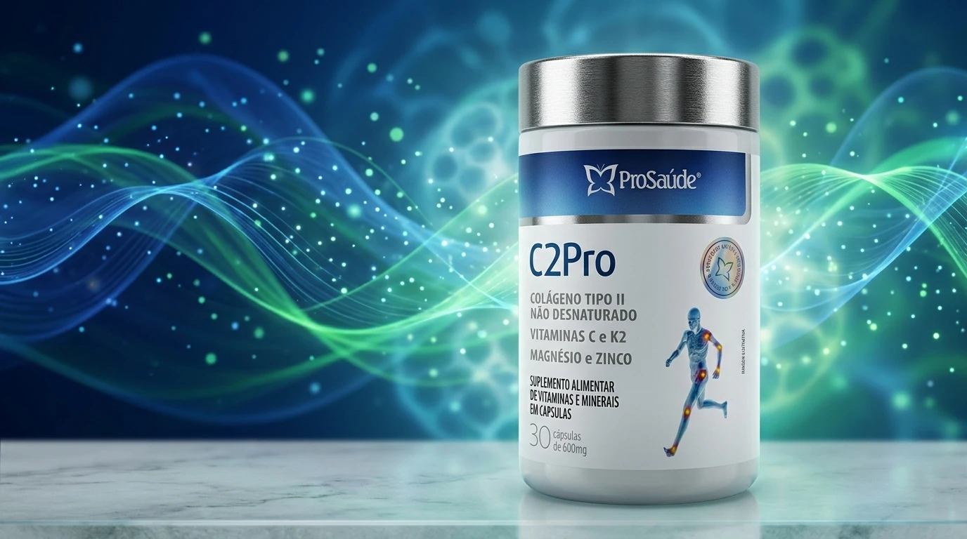 C2 Pro atua auxiliando na manutenção da função articular e doenças degenerativas do sistema locomotor.