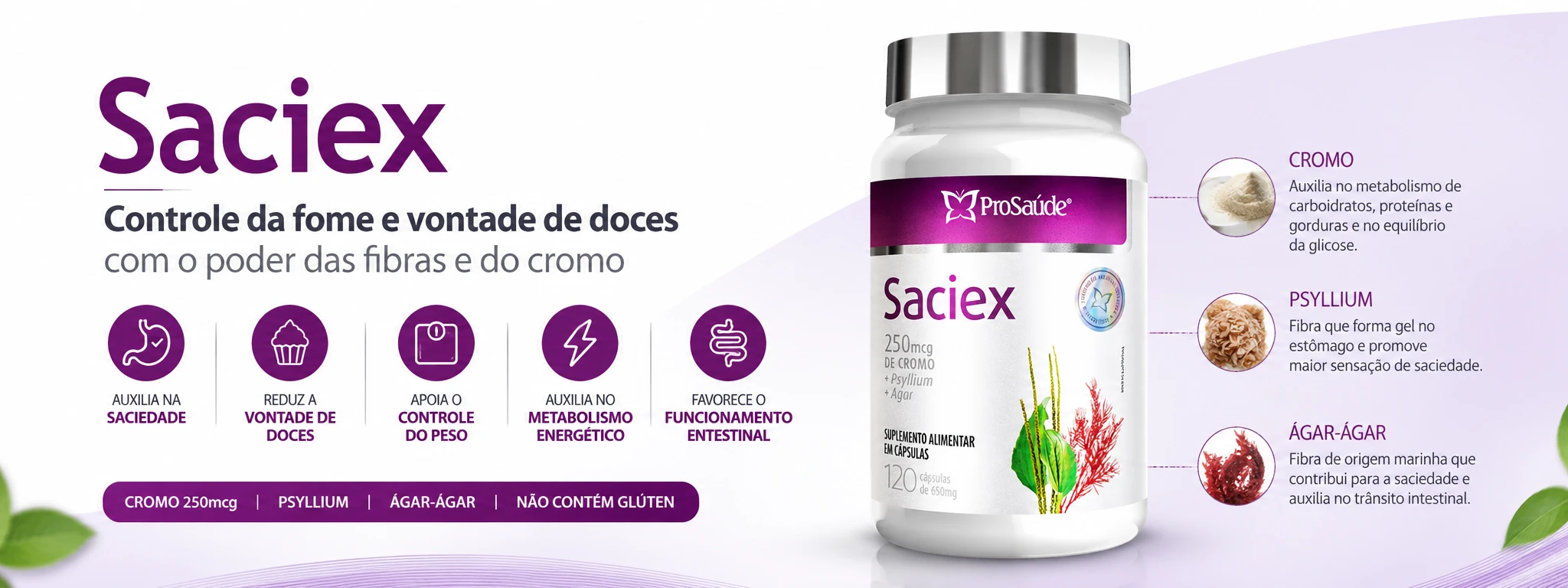 Saciex: Controle da Fome, Saciedade e Menos Vontade de Doces