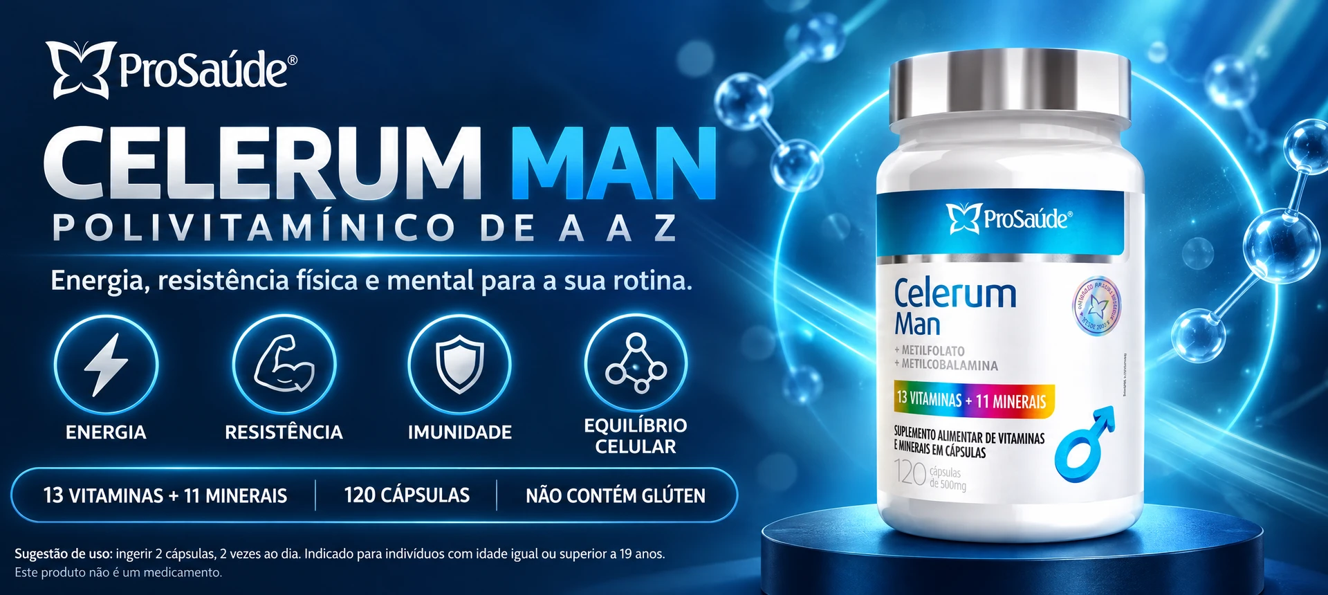 Celerum Man: polivitamínico completo para a saúde do homem