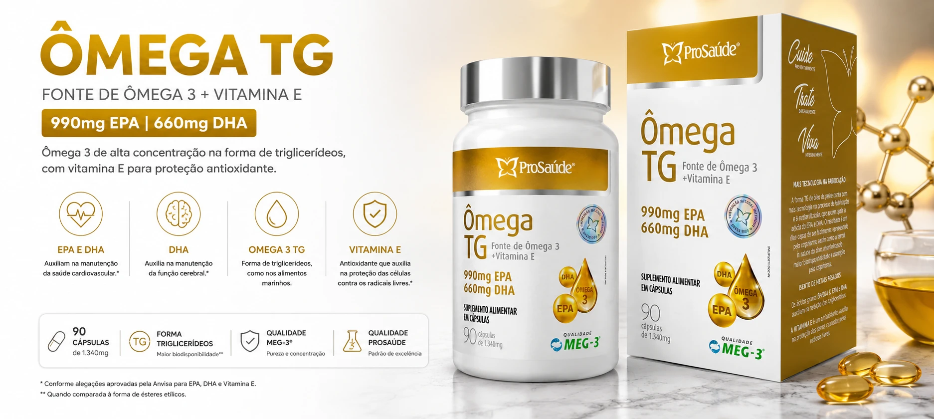 Ômega TG: EPA e DHA em triglicerídeos para complementar sua rotina de saúde