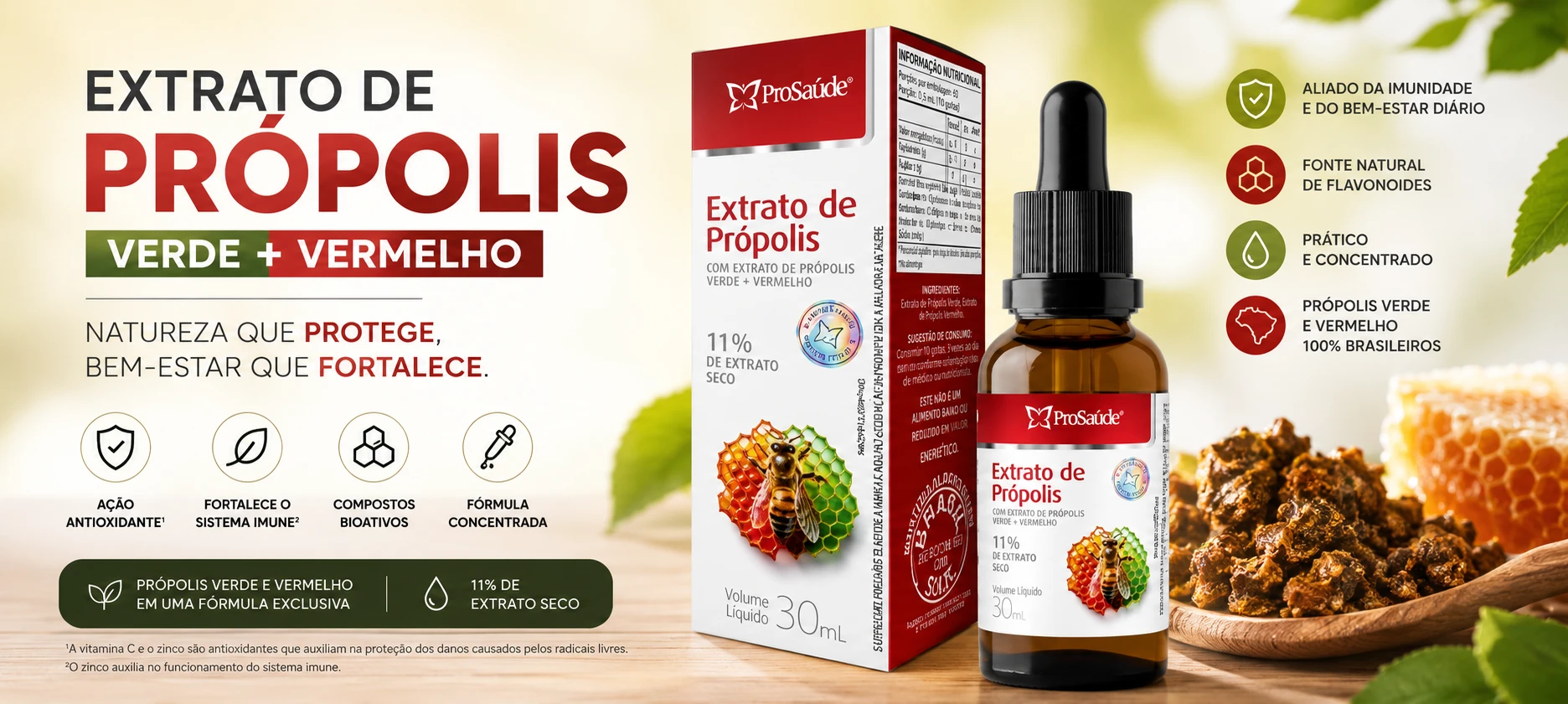 Extrato de Própolis Verde + Vermelho: benefícios, composição e como incluir na rotina