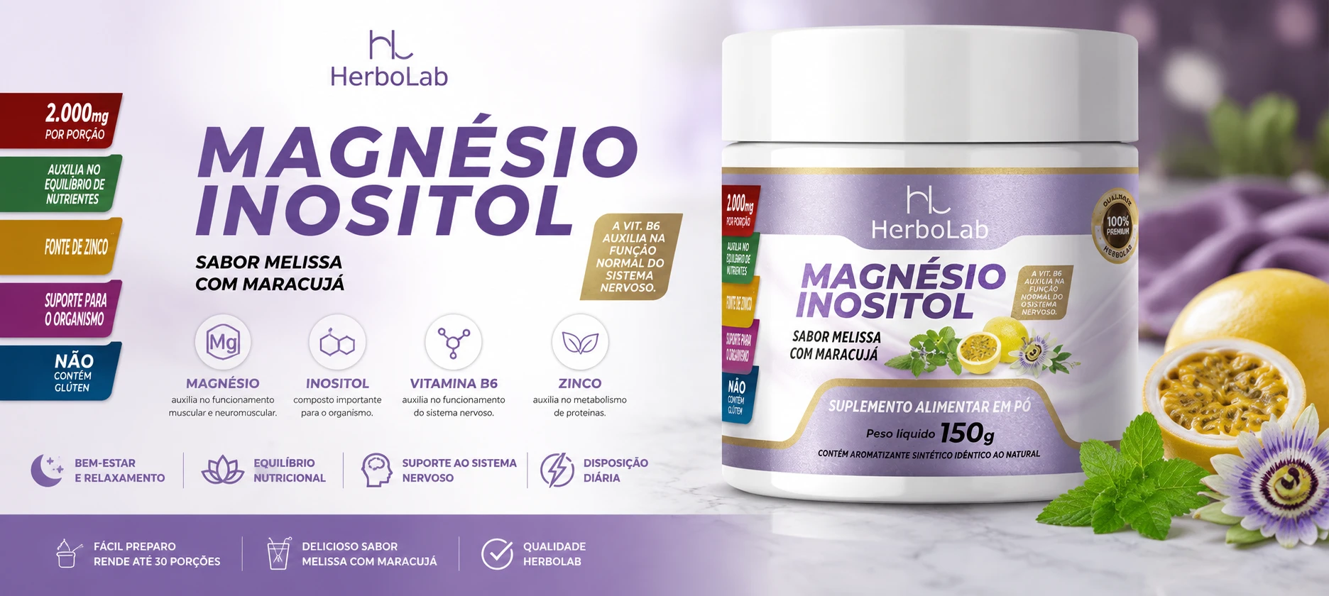 Magnésio Inositol + Triptofano: suporte para relaxamento, bem-estar e qualidade do sono