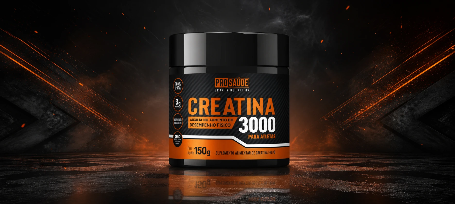 A Creatina auxilia no aumento do desempenho físico durante exercícios repetidos de curta duração e alta intensidade.