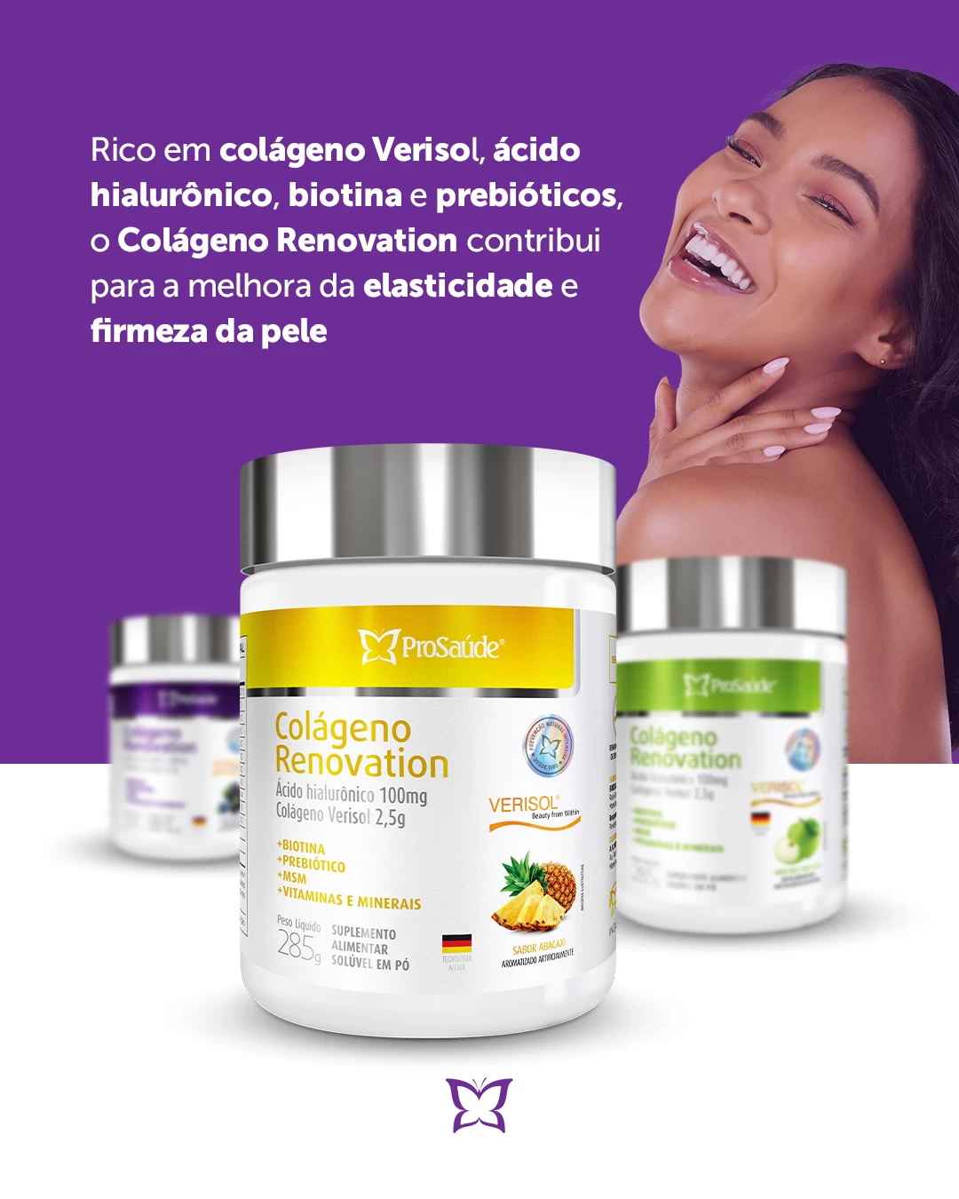 Colageno Renovation - Colágeno hidrolisado + Verisol + ácido hialuronico + Fibras Prebioticas + vitaminas e minerais - Sabor Frutas Negras image hover