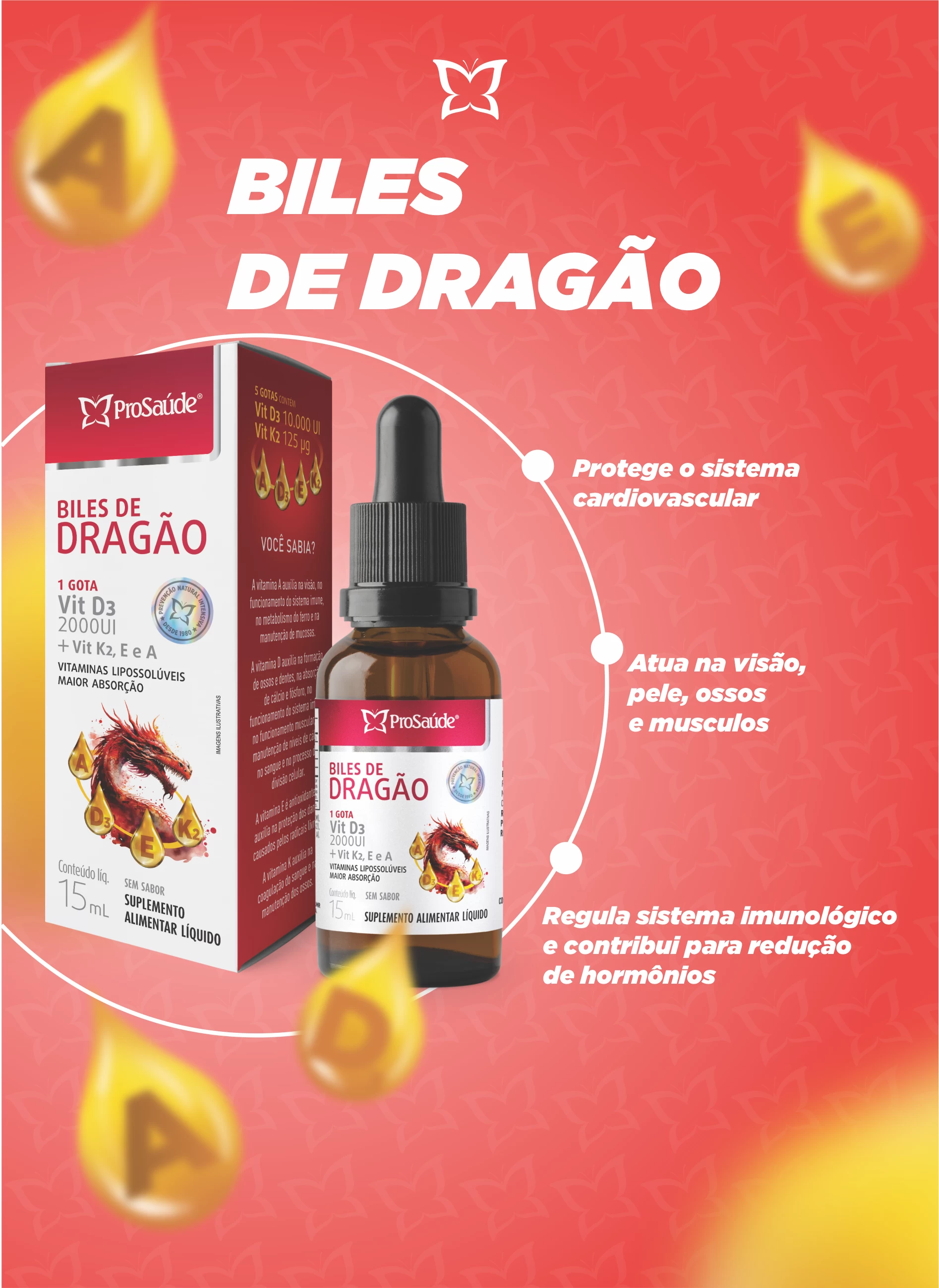 BIles de Dragão - Vitaminas A + D + E + K em gotas. image hover