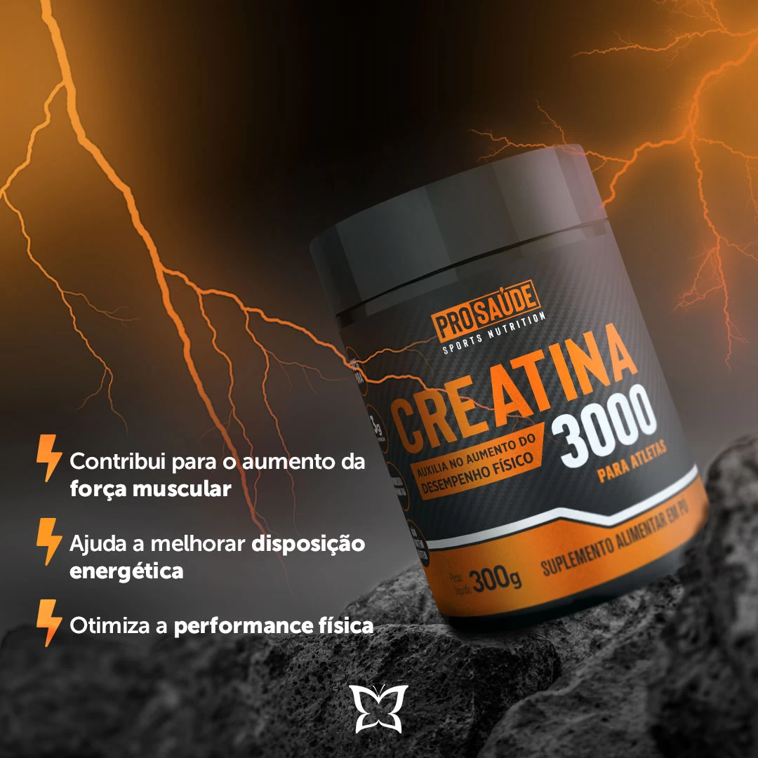 Creatina 3000 - 300 Gramas 100% pura 