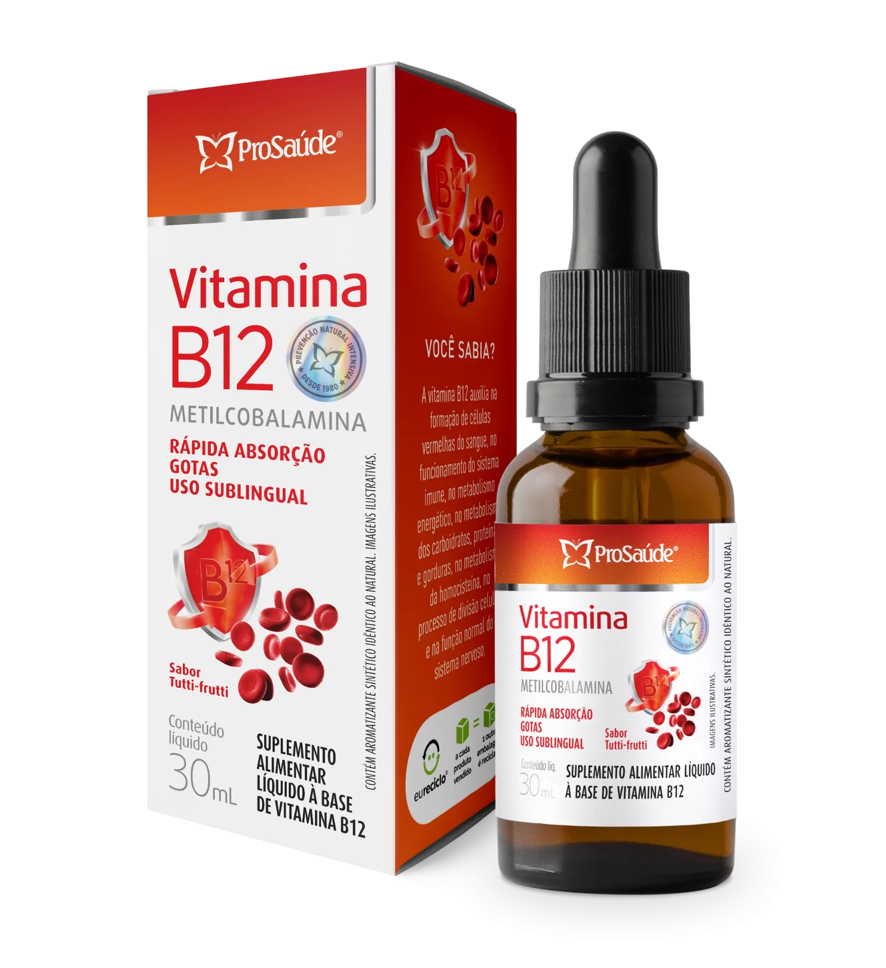 Vitamina B12 (metilcobalamina) em gotas 